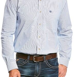 Ariat Men's Pro Series Plaid Button Down Long Sleeve Shirt - Blue, Green, White